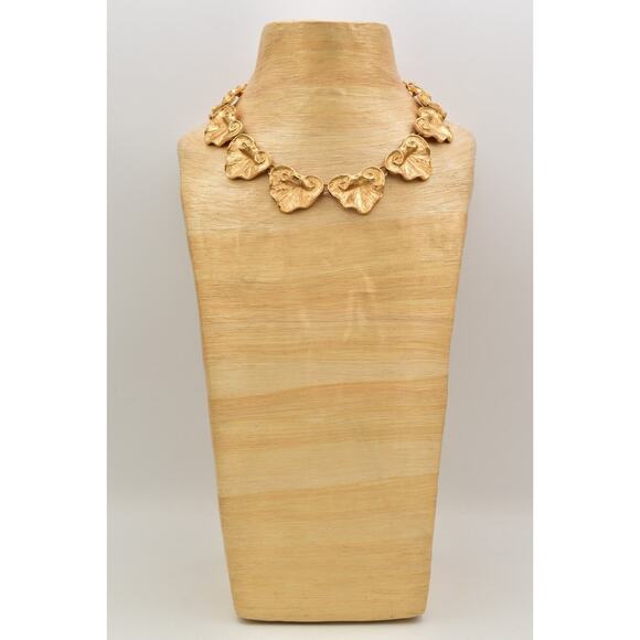 YSL Goosens Vintage Collar Necklace Brushed Gold Chunky Numbered Signed Bin7B - Picture 7 of 12